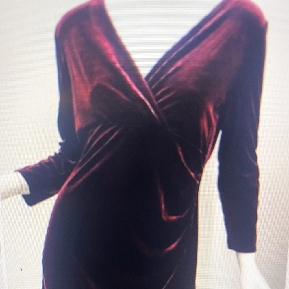 Ellen Tracy Burgundy Velvet Dress.  A-lined Dress
